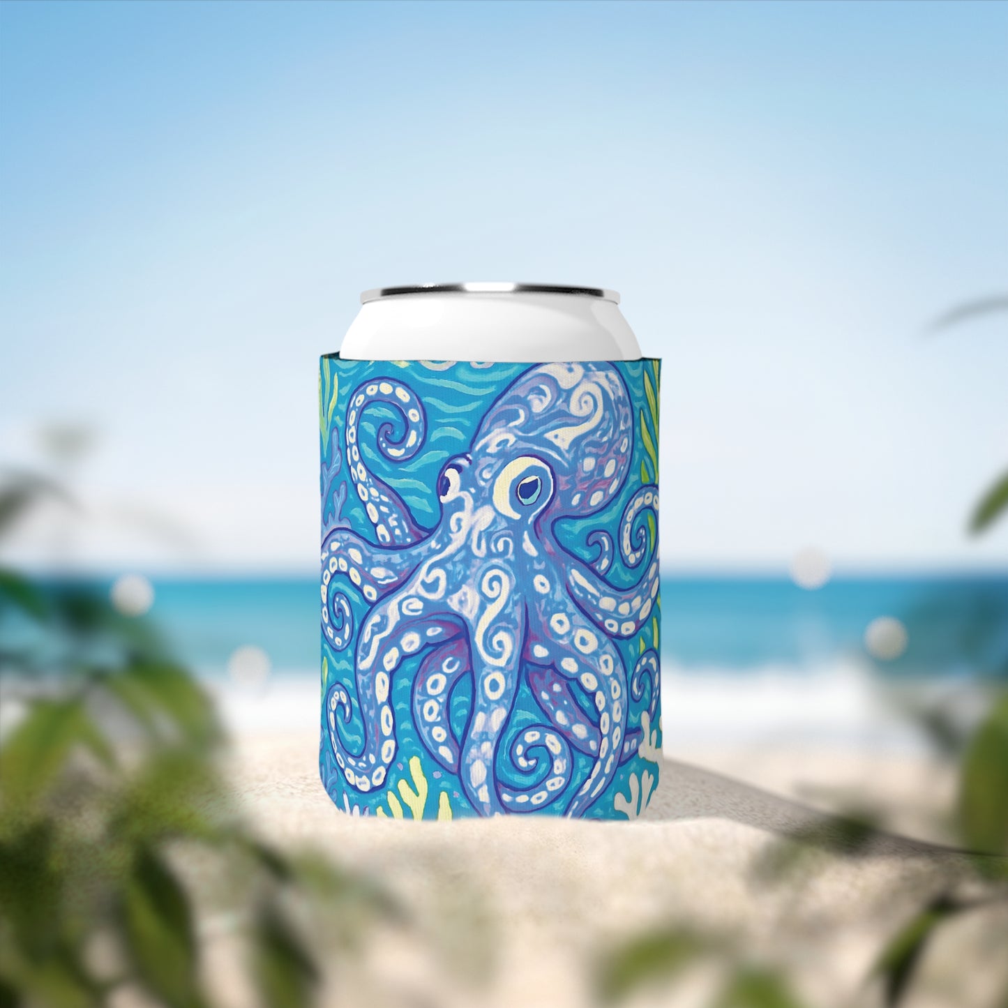 Octopus Kraken Joe/Blue Can Cooler Sleeve - Perfect for Outdoor Picnics