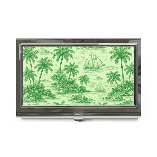Business Card Holder/Case - Faraway Toile, Green