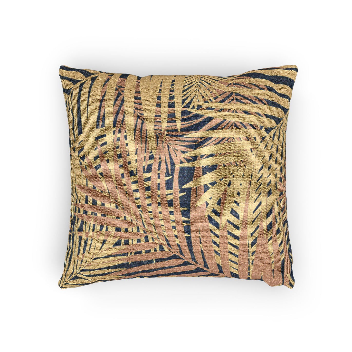 Woven Pillow, 17"W x 18"L ~ Gold Palm Leaves