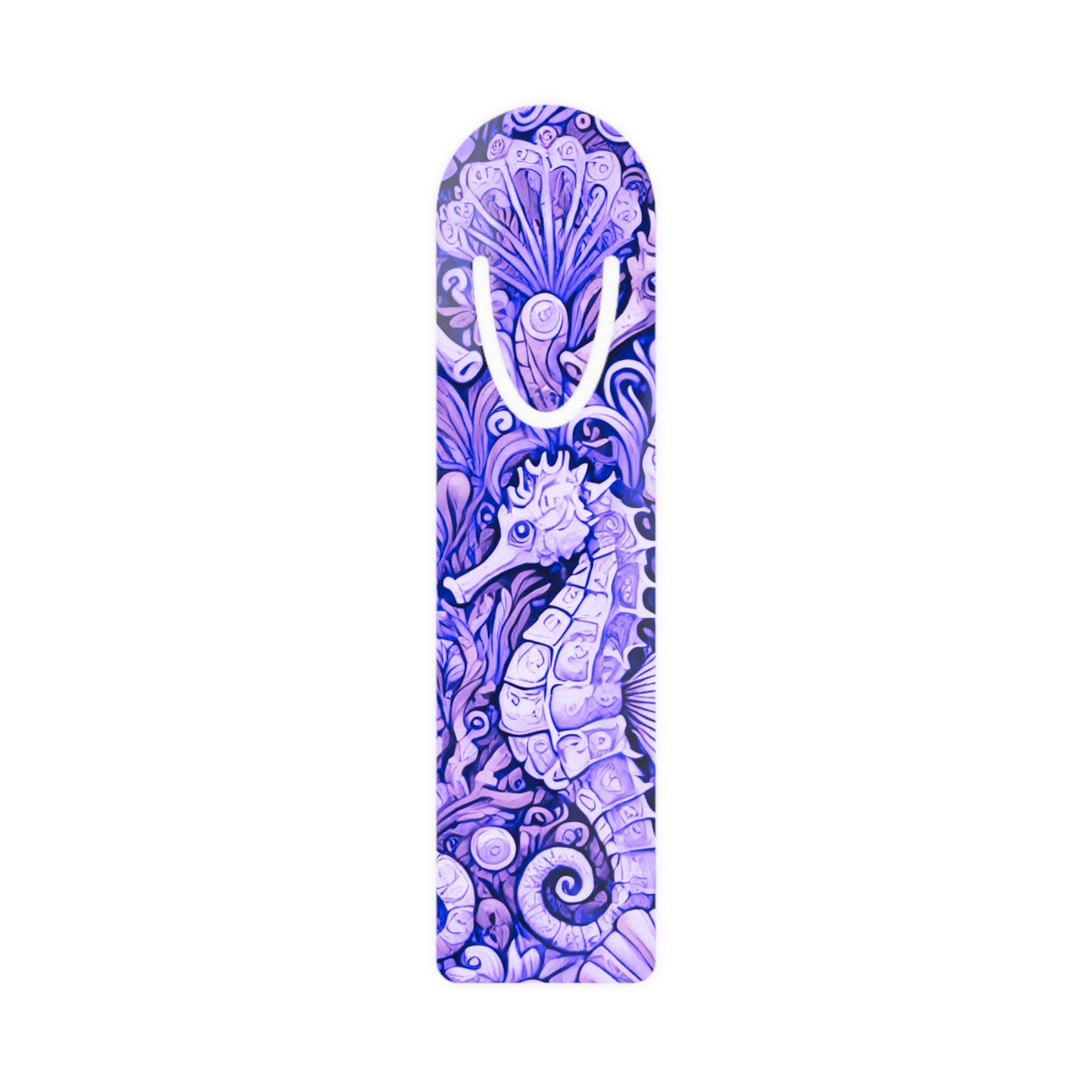 Bookmark - Aluminum, Sally the Seahorse / Amethyst