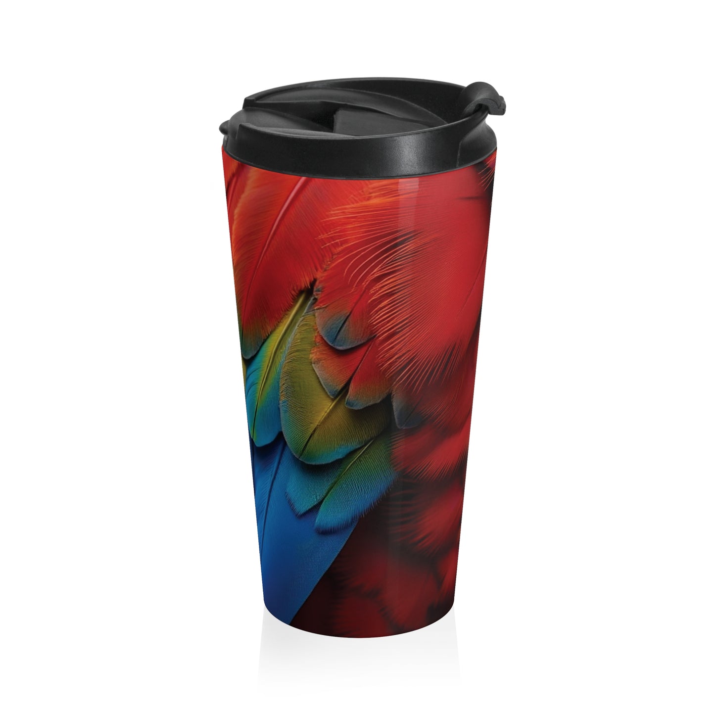 15 oz. Stainless Steel Travel Mug / Macaw Parrot Feathers