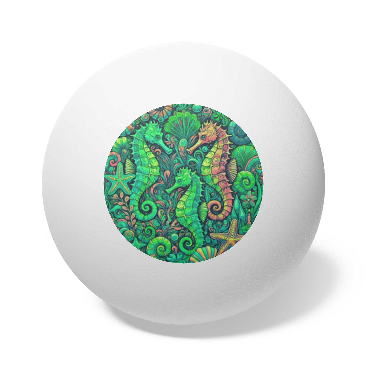 Tropical Paradise Ping Pong Balls - 6 Pack with Seahorse Trio/Hot Lime