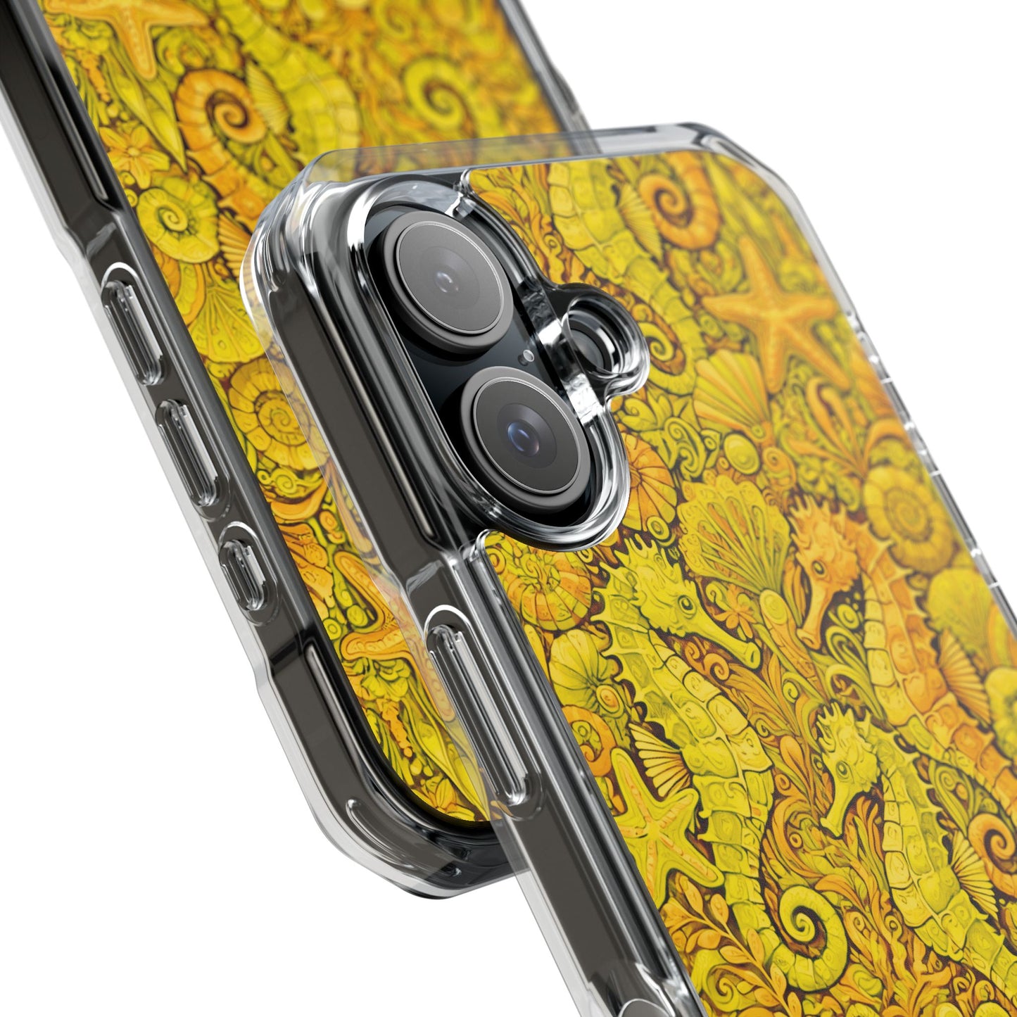 Seahorses/Yellow Magnetic Clear Phone Case, Many Models