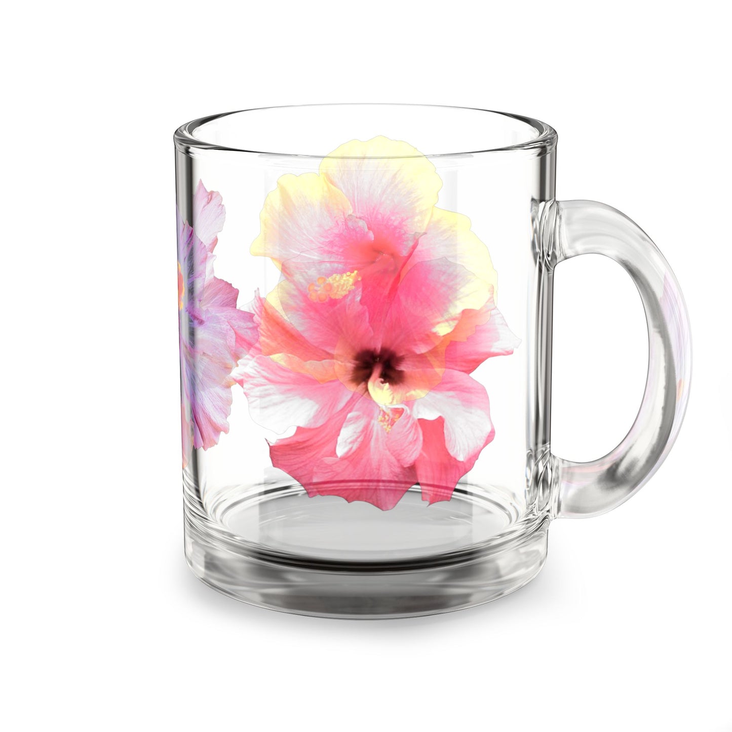 Glass Mug - 10oz, Perfect for Rainforest Lovers / Real Hibiscus Flowers