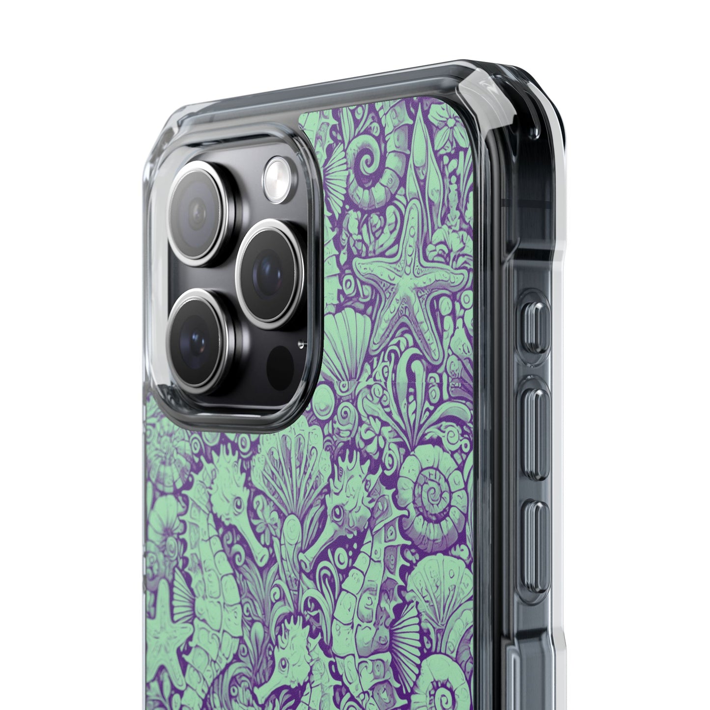 Seahorses/Minty Magnetic Clear Phone Case, Many Models