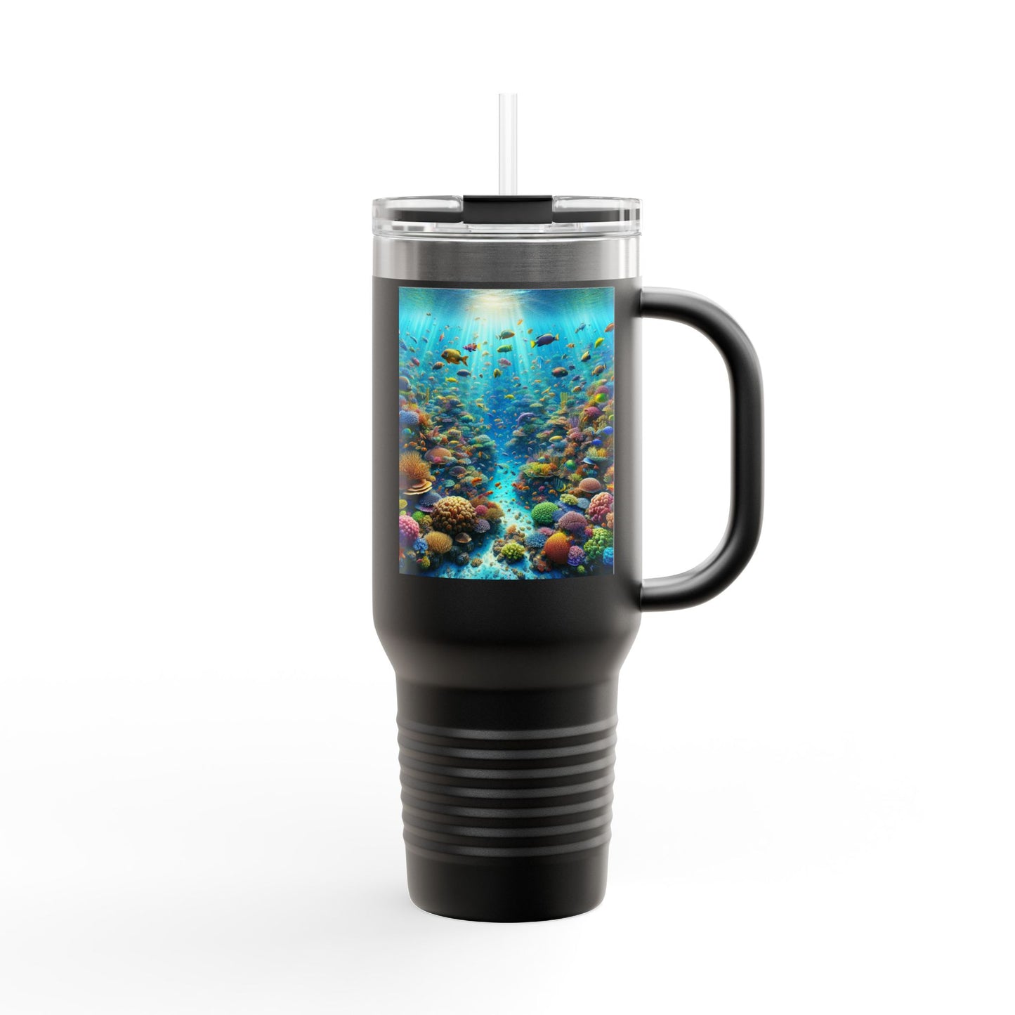 Insulated Travel Mug, 40oz / Busy Coral Reef - Perfect for Outdoor Adventures