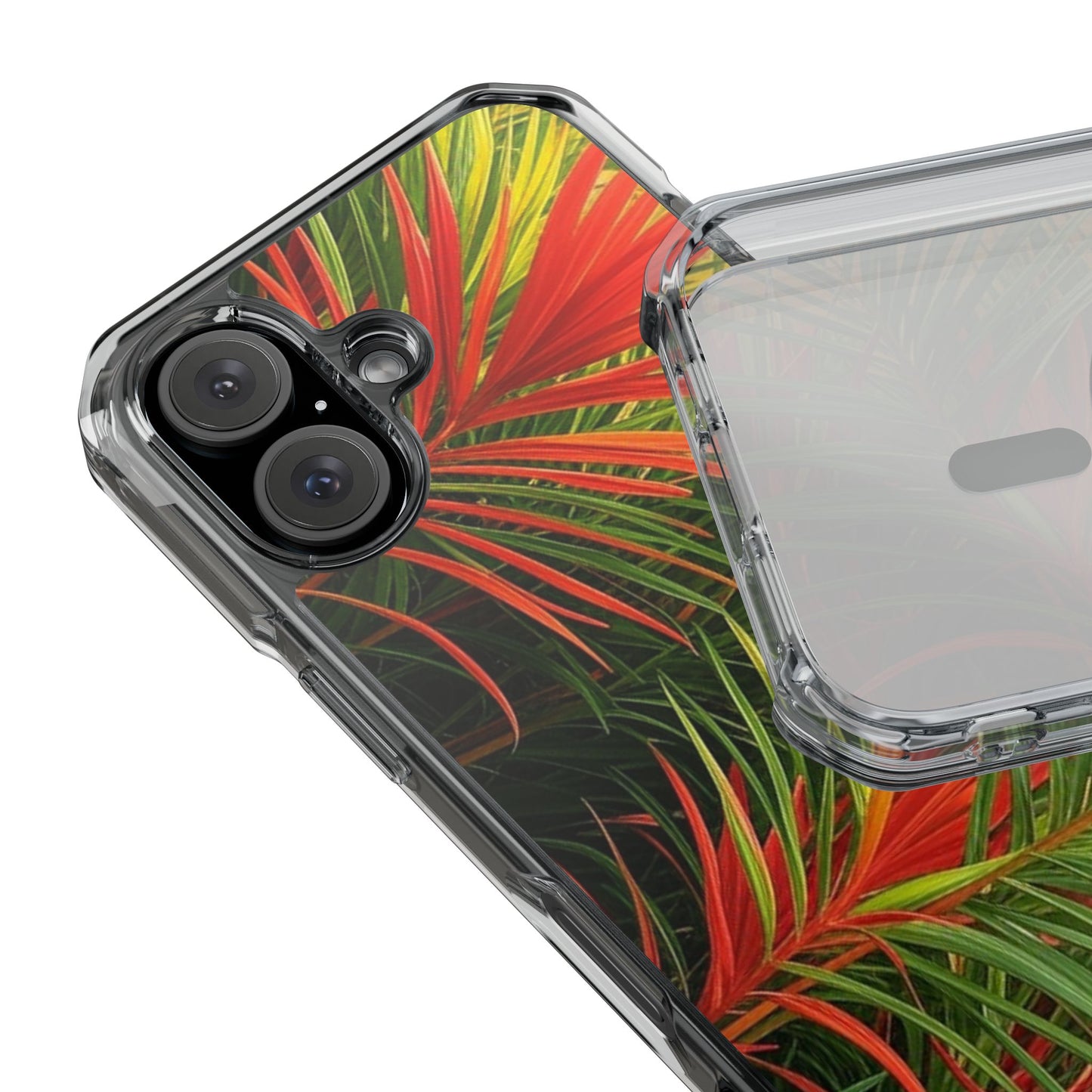 Red Flame Palm Magnetic Clear Phone Case, Many Models