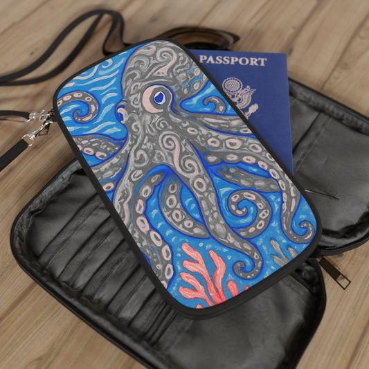 Passport Wallet – Perfect for Travelers & Adventurers / Octopus Kraken Joe, Slate