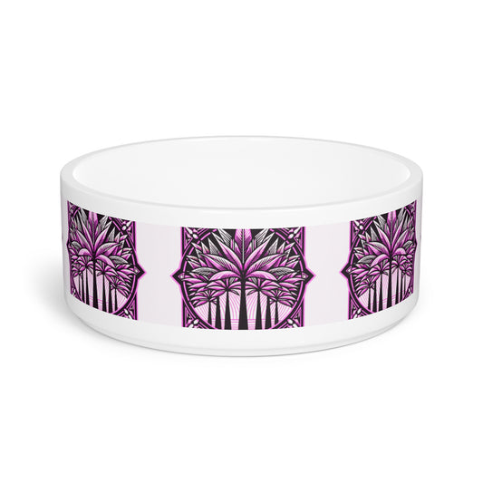 Pet Bowl, Deco Palm Trees, Pink