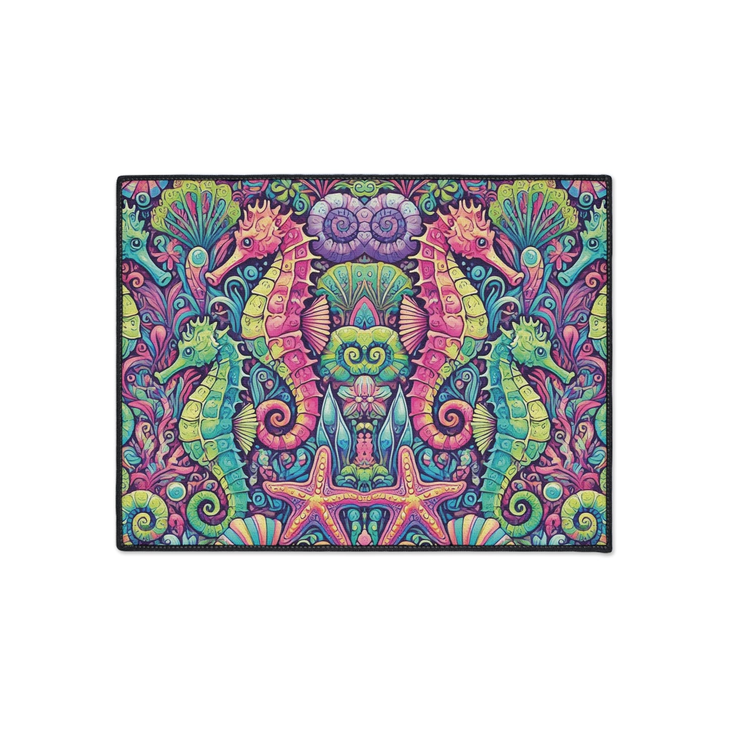 Heavy Duty Floor Mat, 5 Sizes – Tropical Area Rug for Home Décor / Seahorses