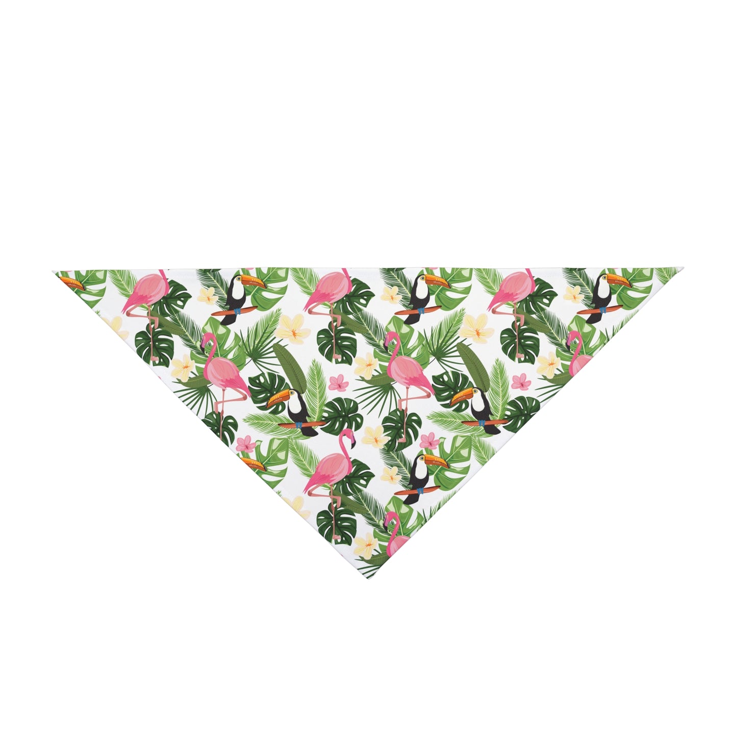 Flamingos With White Palms Tropical Pet Bandana, 2 Sizes - Stylish accessory for dogs & cats