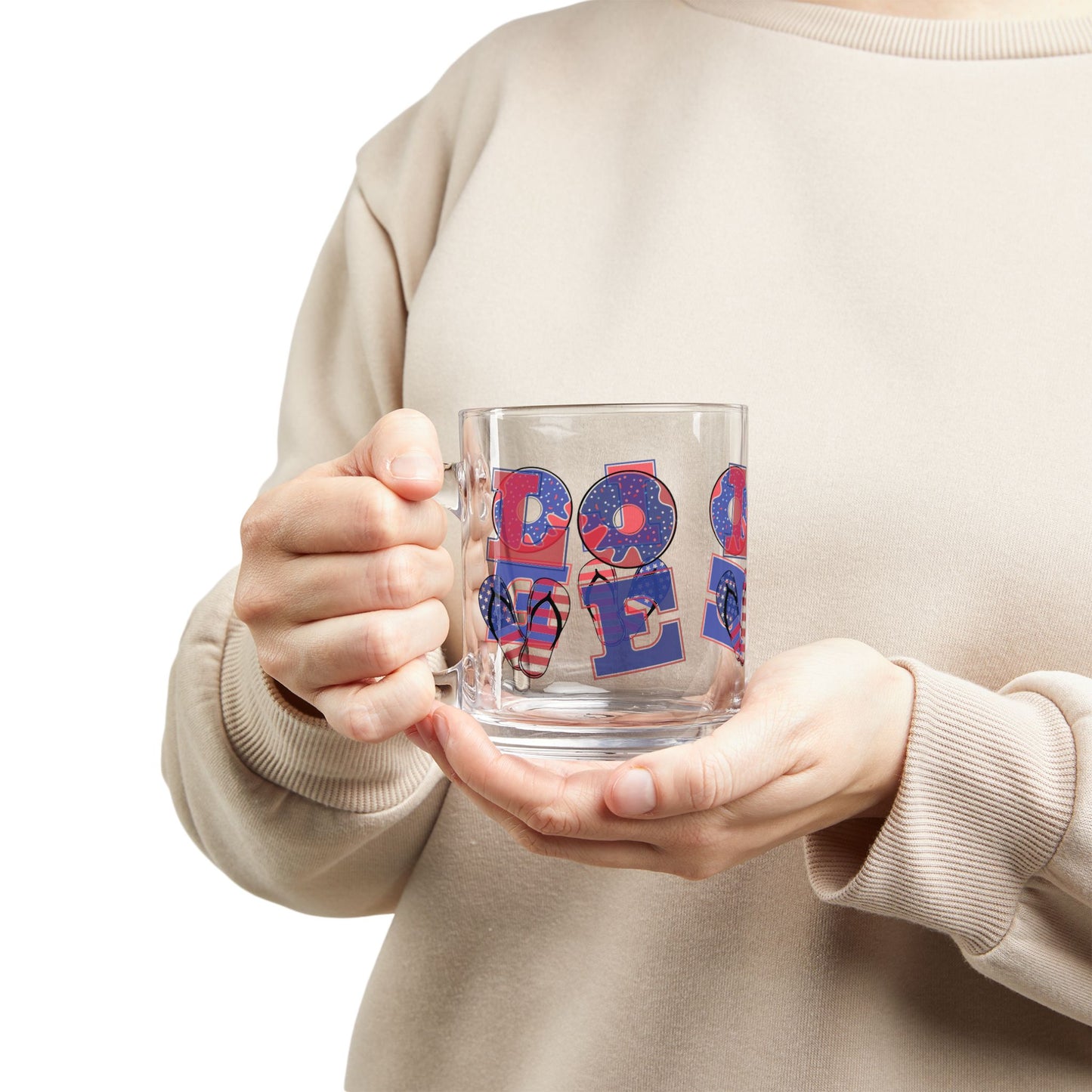 Tropical Glass Mug - 10oz Coffee Cup / Summer Love