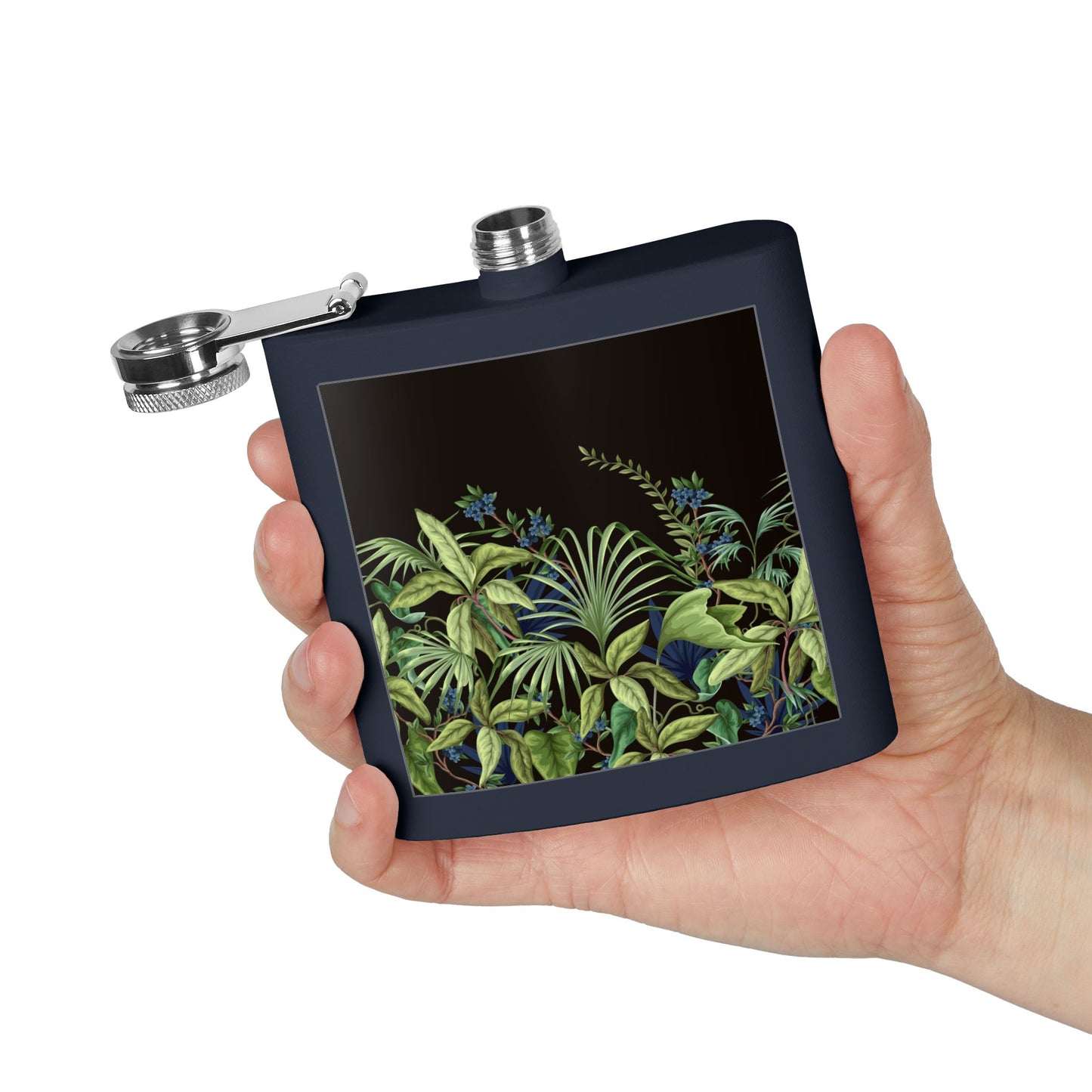 Tropical Stainless Steel 6 oz. Flask, Many Colors  – Midnight Jungle