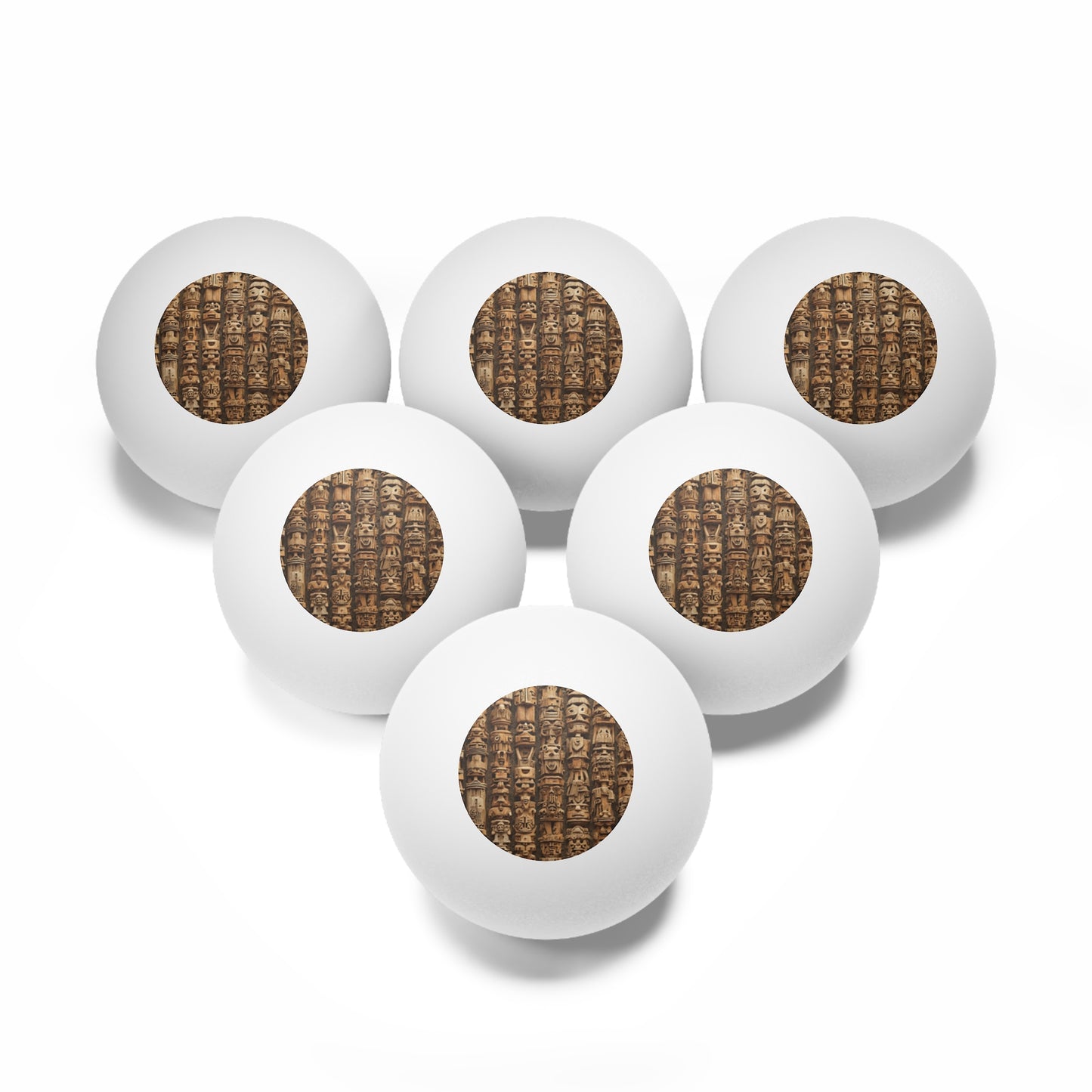 Tropical Paradise Ping Pong Balls - 6 Pack with Ancient Tiki Totems