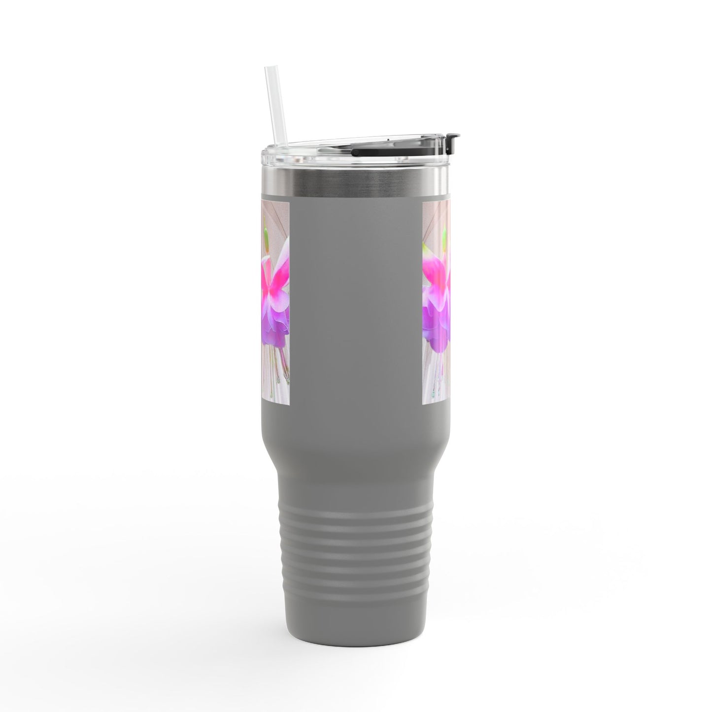 Insulated Travel Mug, 40oz / Floral Two Fuchsias, Gothic - Perfect for Outdoor Adventures