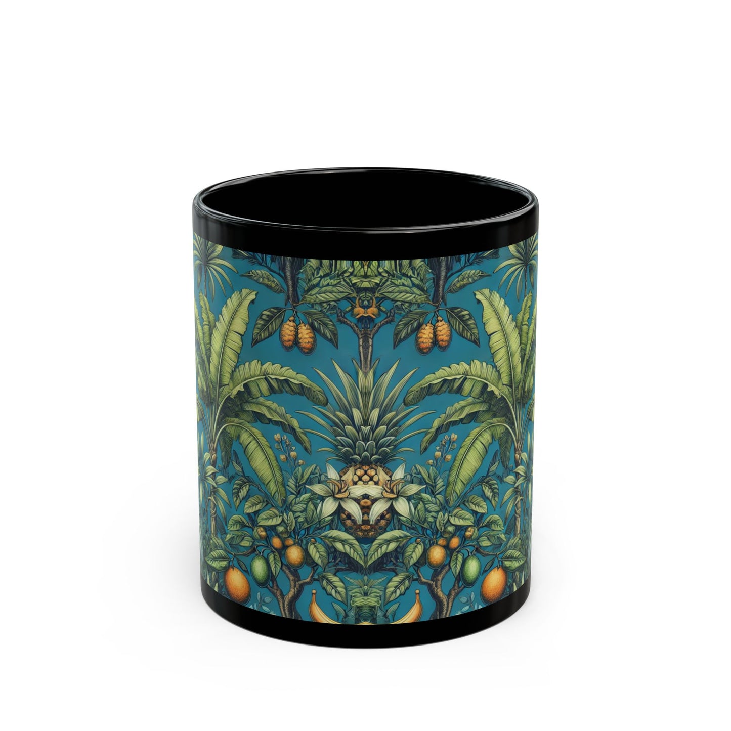 Black Coffee Mug - Tropical Fruit Blue