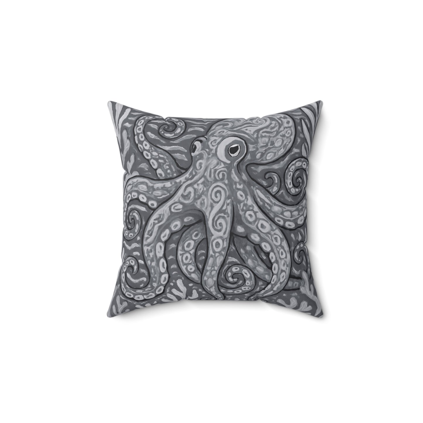 Decorative Pillow - Accent Cushion, 4 Sizes / Octopus Kraken Joe, Noir