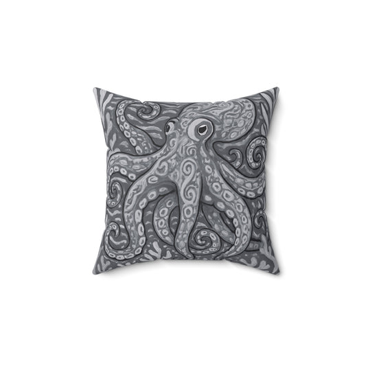 Decorative Pillow - Accent Cushion, 4 Sizes / Octopus Kraken Joe, Noir