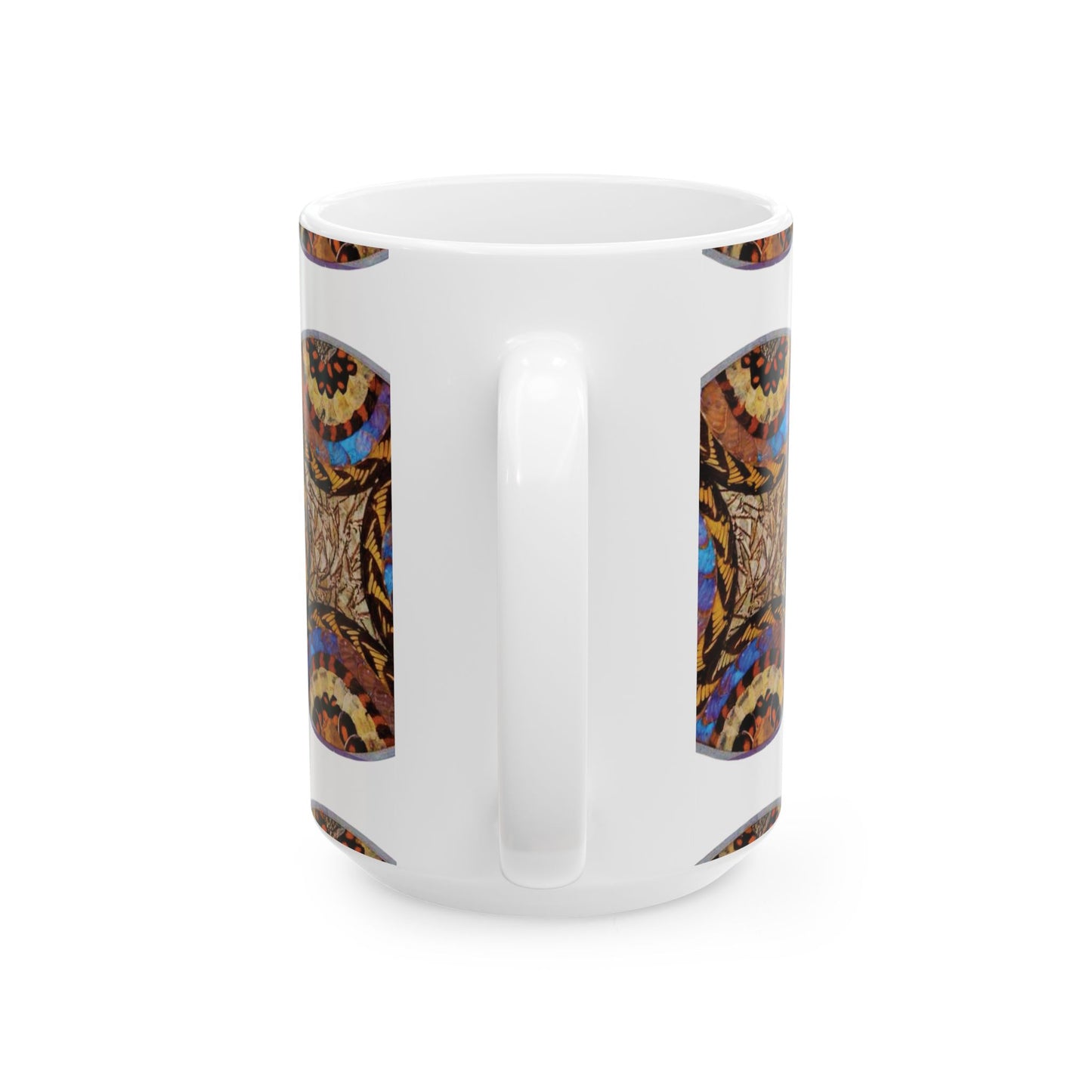 Ceramic White Mug - 11oz & 15oz, Real Butterfly Wing Plate #3