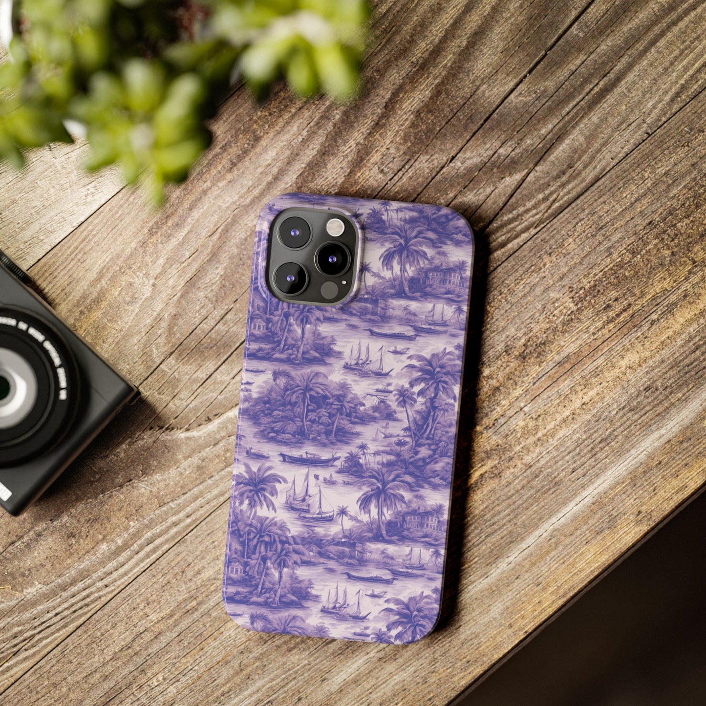 Slim Phone Cases - Tropical Toile #1, purple