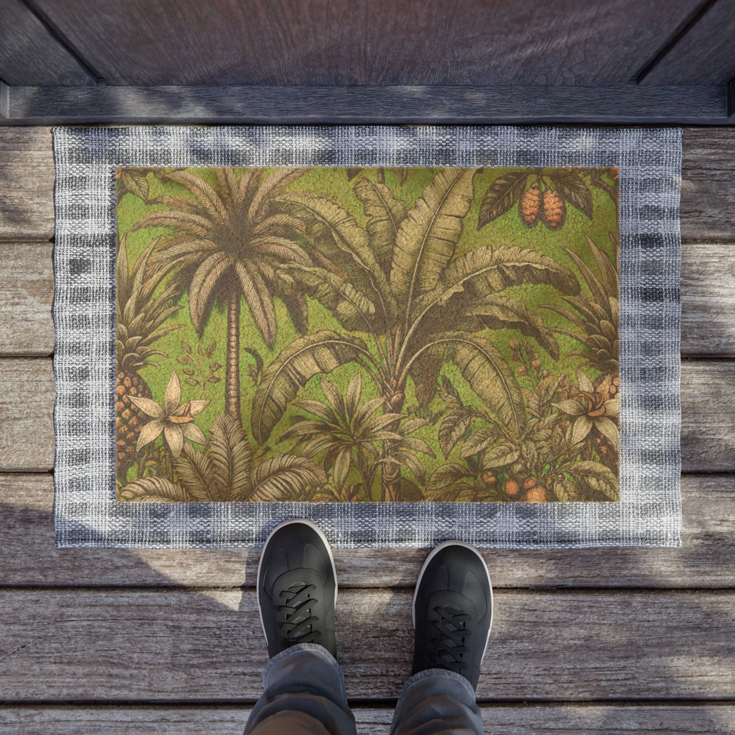 Tropical Doormat - Vibrant Coconut Fiber Entrance Mat / Tropical Fruit, Spring Green
