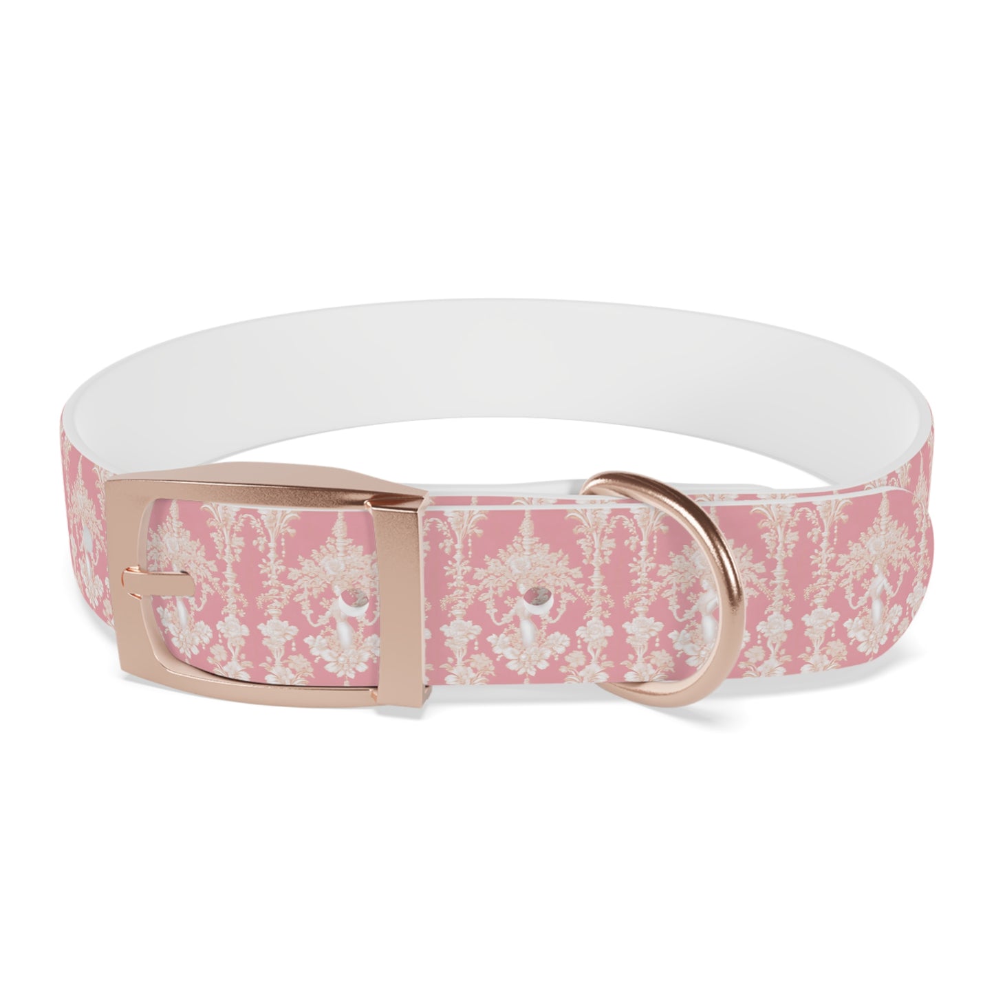 Dog Collar - Pearl Lady Toile, hibiscus pink