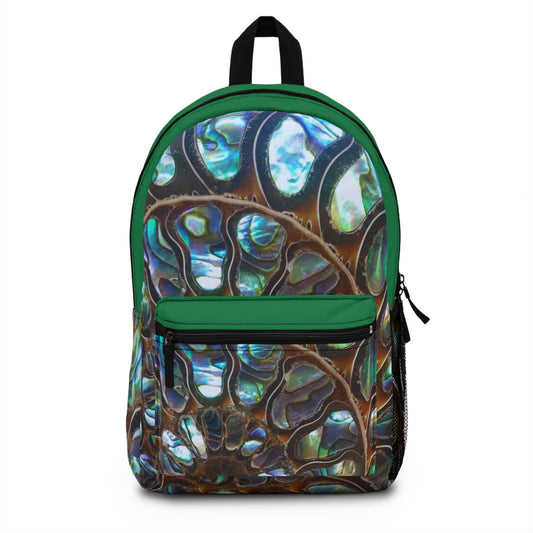 Tropical Backpack  / Ammonite and Abalone, Dark Green