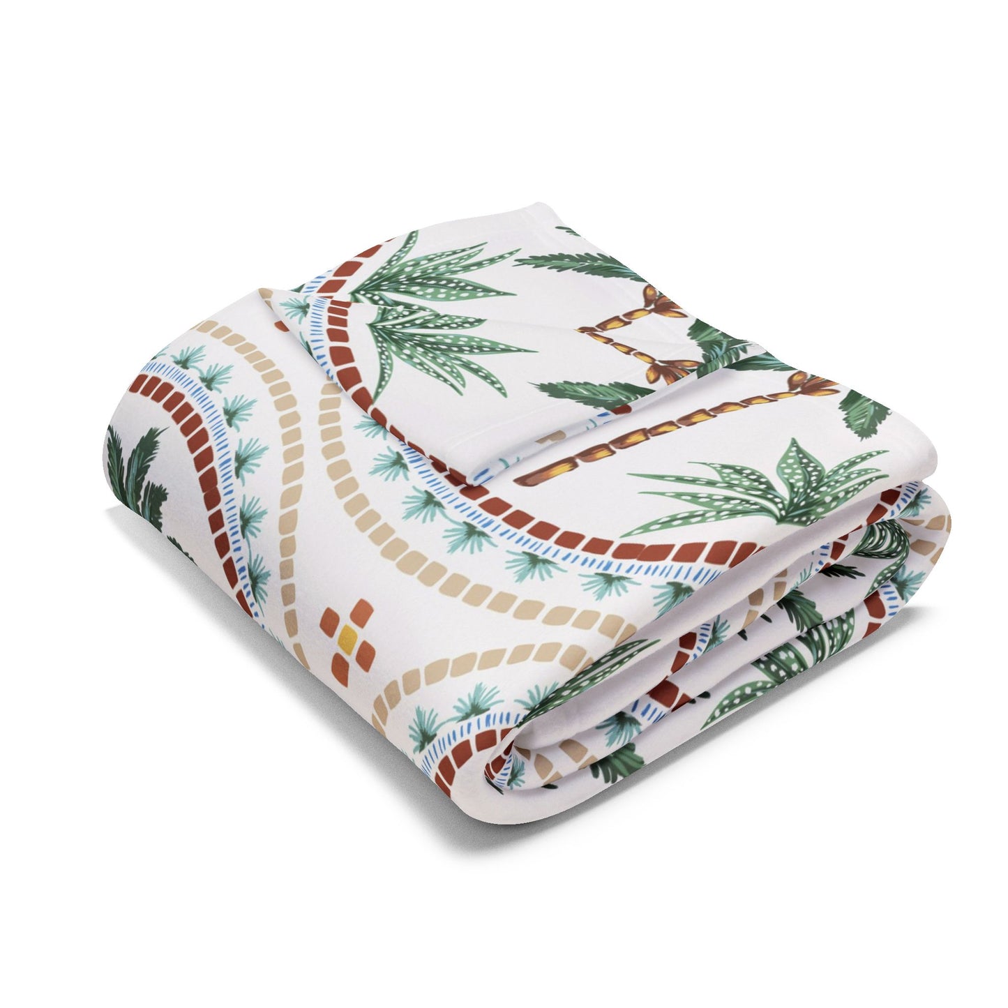 Mosaic Palms Fleece Blanket - Colorful Tropical Design