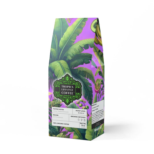 Midnight Surf Blend™ (Medium-Dark Roast) Specialty Grade Craft Coffee / Palms and More Tropical Fruit, Lilac