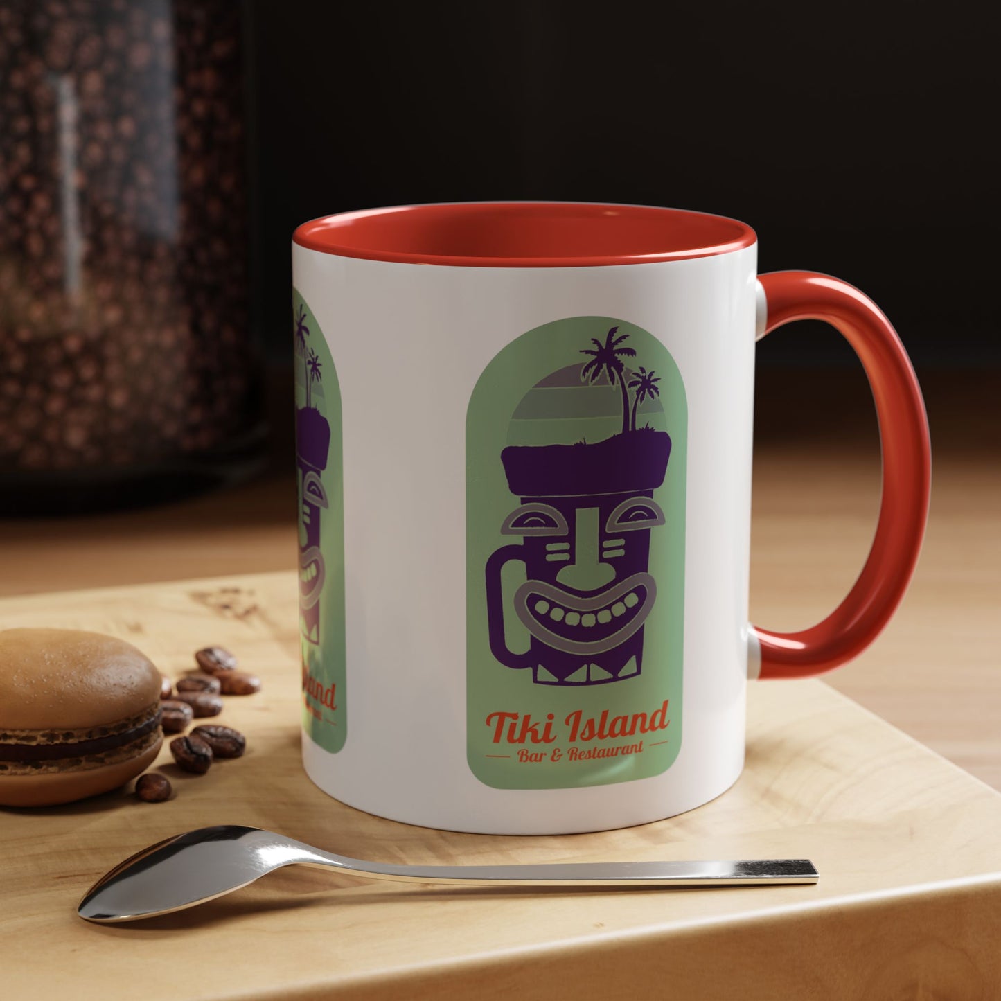 Tiki Island Accent Coffee Mug - Fun Tropical Drinkware for Beach Vibes, green