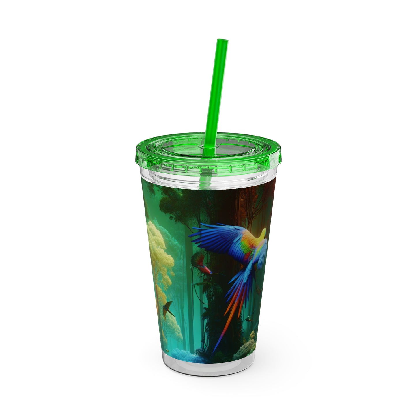 Tropical Tumbler with Straw | 16oz Colorful Travel Cup / Flight School