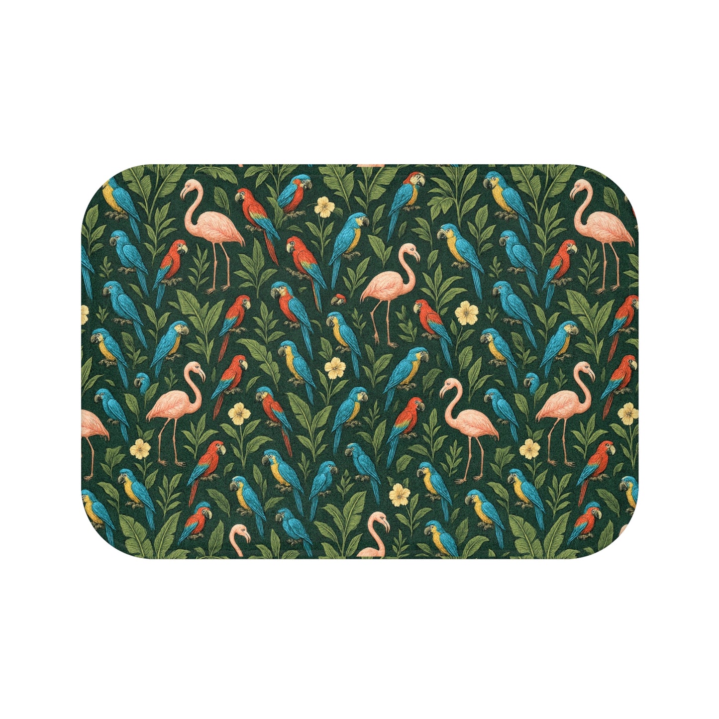 Flamingos and Parrots Bath Mat, 2 Sizes - Tropical Vibes for Home Decor