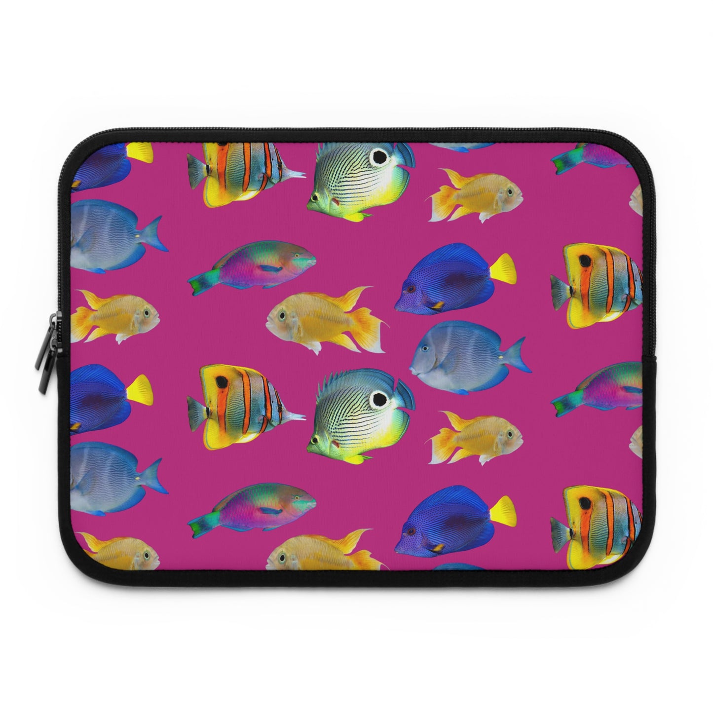 Tropical Laptop Sleeve, 5 Sizes - Perfect for Beach Lovers & Students / School of Fish, Pink