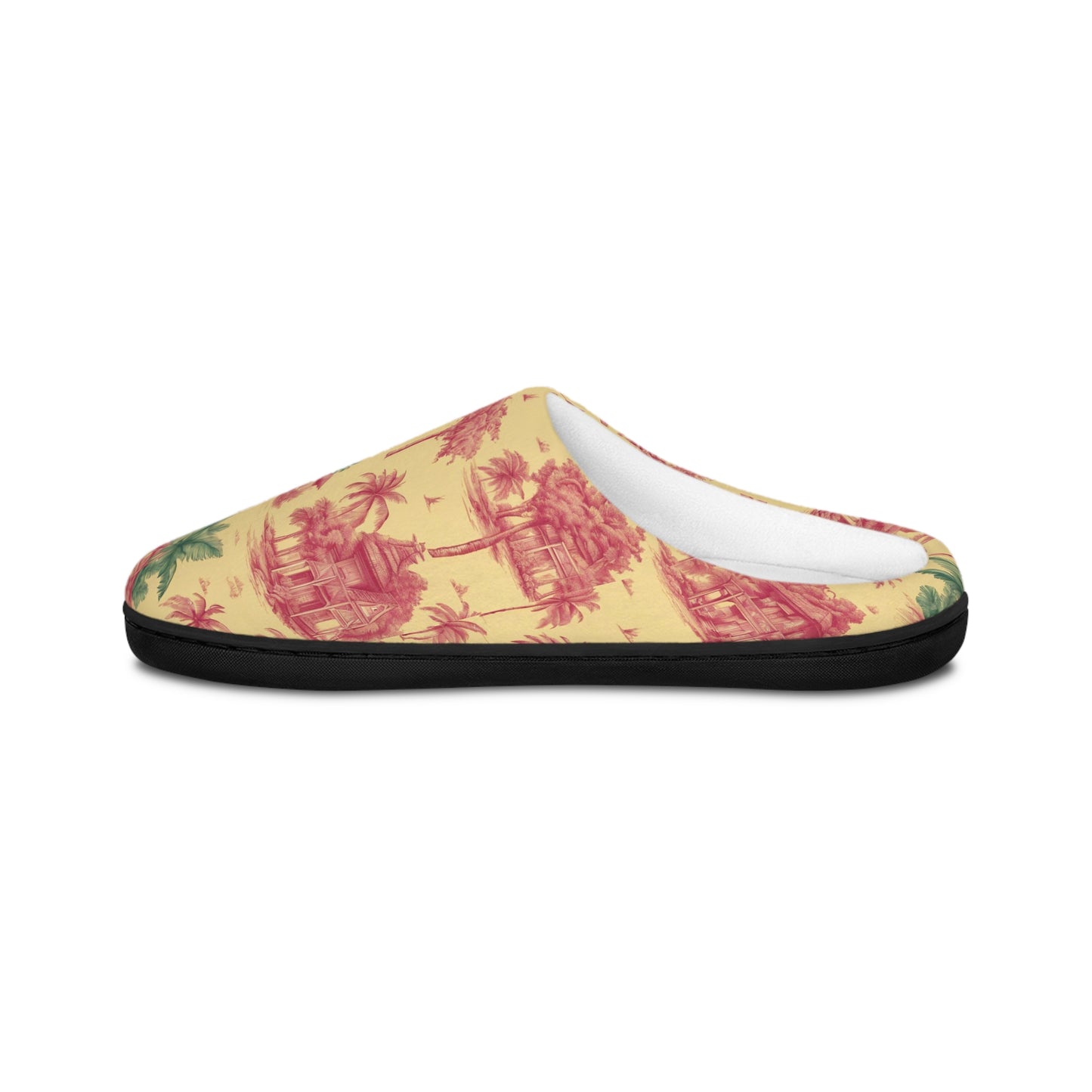 Women's Indoor Slippers - Tropical Toile Red/Green