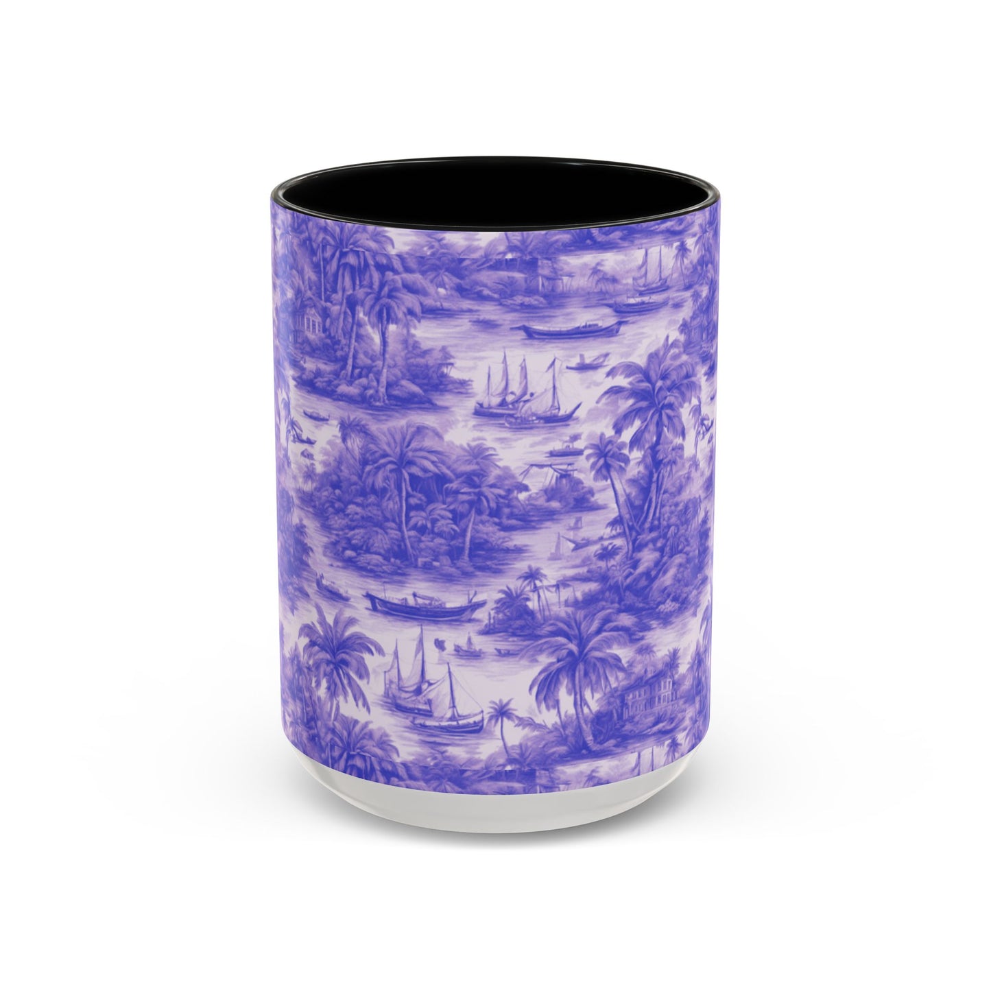 Accent Coffee Mug (11, 15oz), 8 Colors - Tropical Toile #1, purple