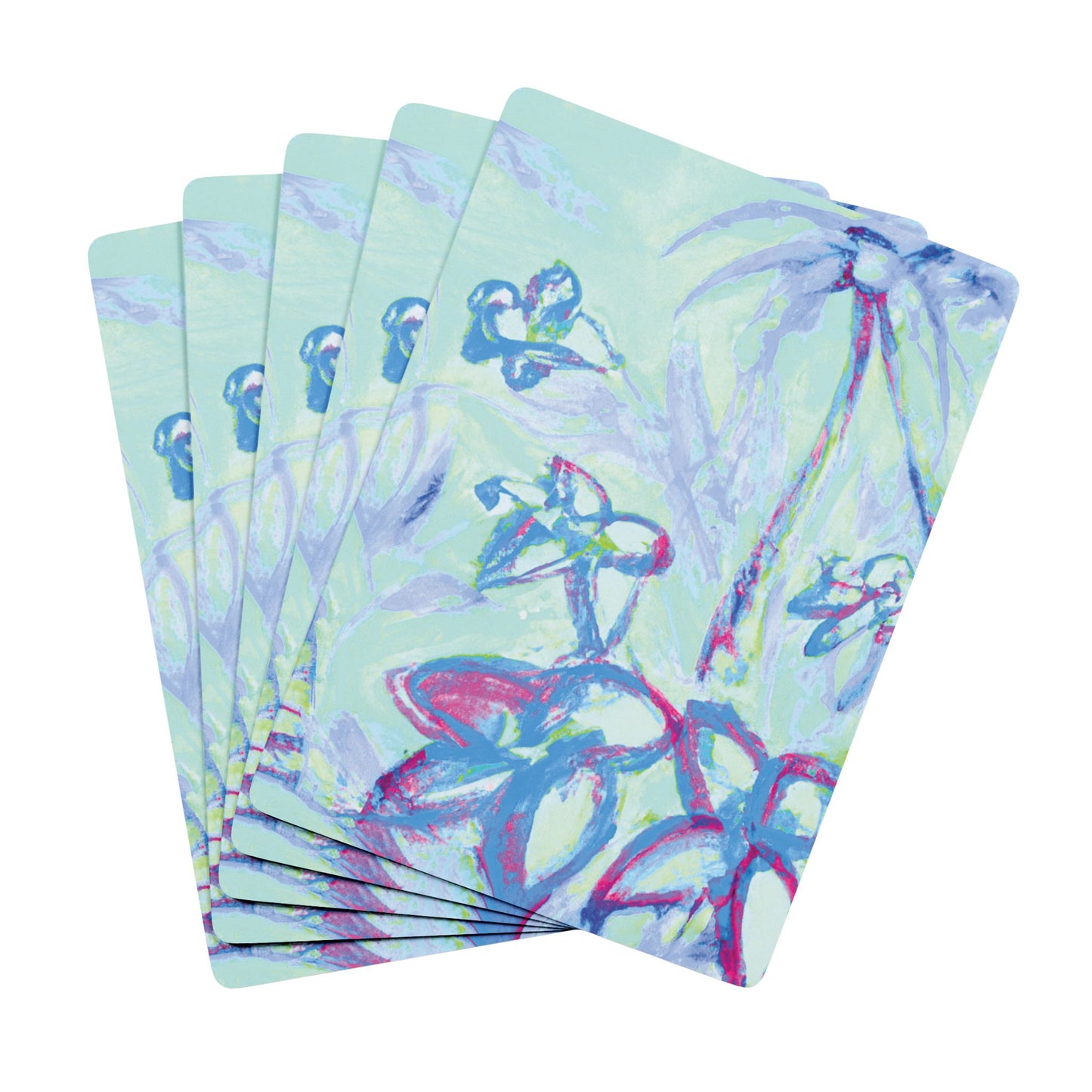 Poker Playing Cards - Tropical Doodles, Blue