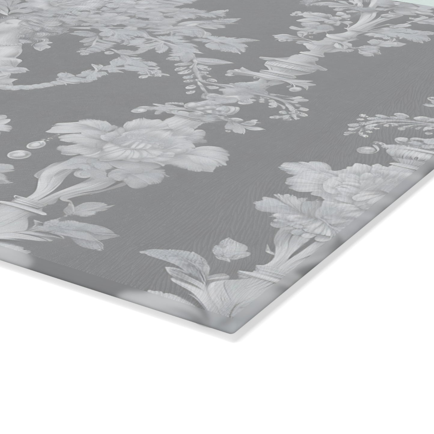 Glass Cutting Board, 2 sizes - Pearl Lady Toile, slate