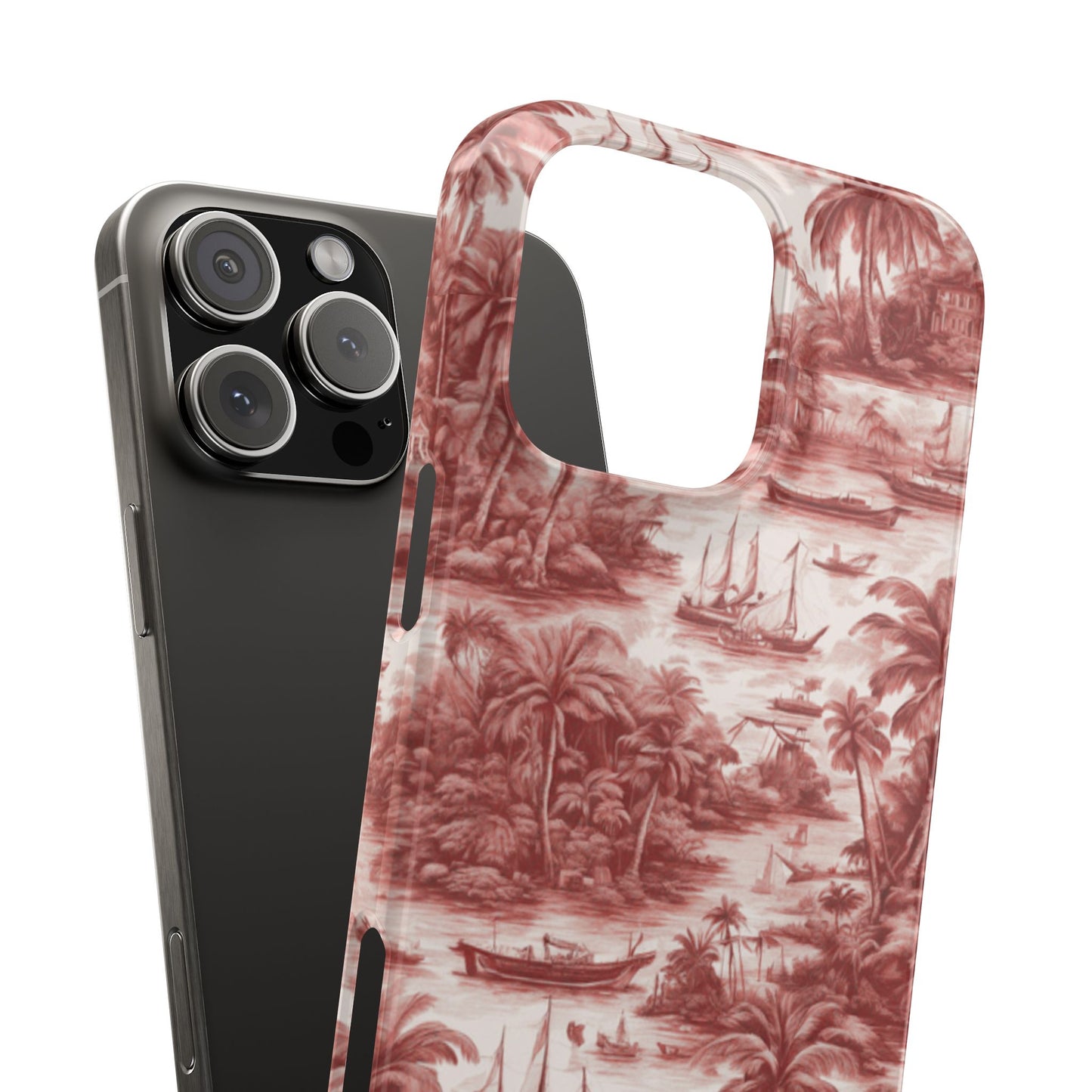 Slim Phone Cases - Tropical Toile #1, russet