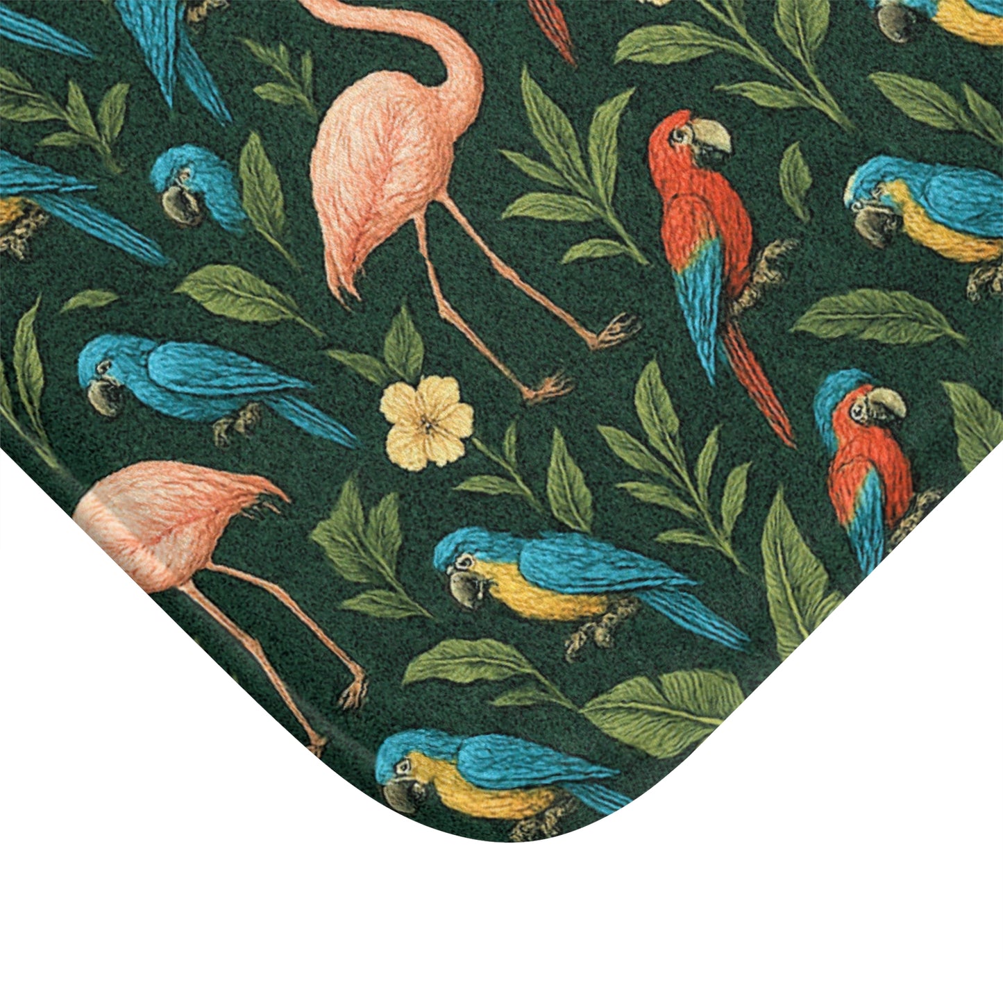 Flamingos and Parrots Bath Mat, 2 Sizes - Tropical Vibes for Home Decor