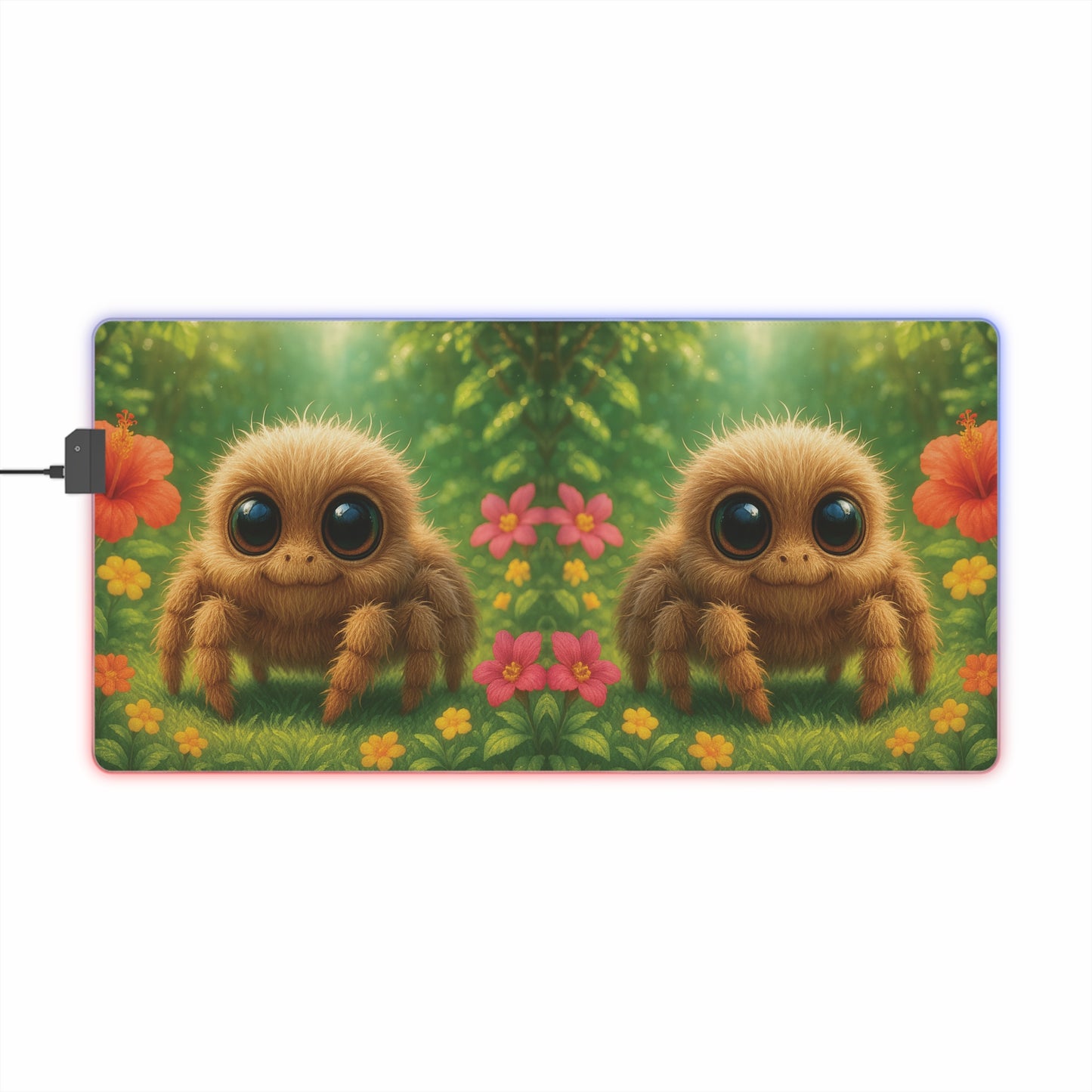 LED Gaming Mouse Pad With Vibrant RGB Lighting, 4 Sizes / Rainforest Baby Spiders