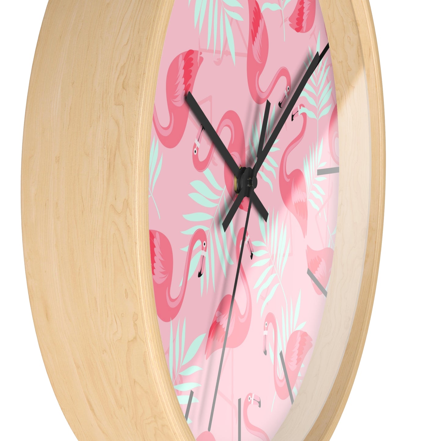 Tropical Flamingo and White Palms Wall Clock - Perfect for Beach Lovers