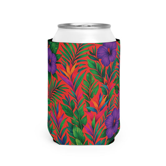 Midnight Flowers/Coral Can Cooler Sleeve - Perfect for Outdoor Picnics