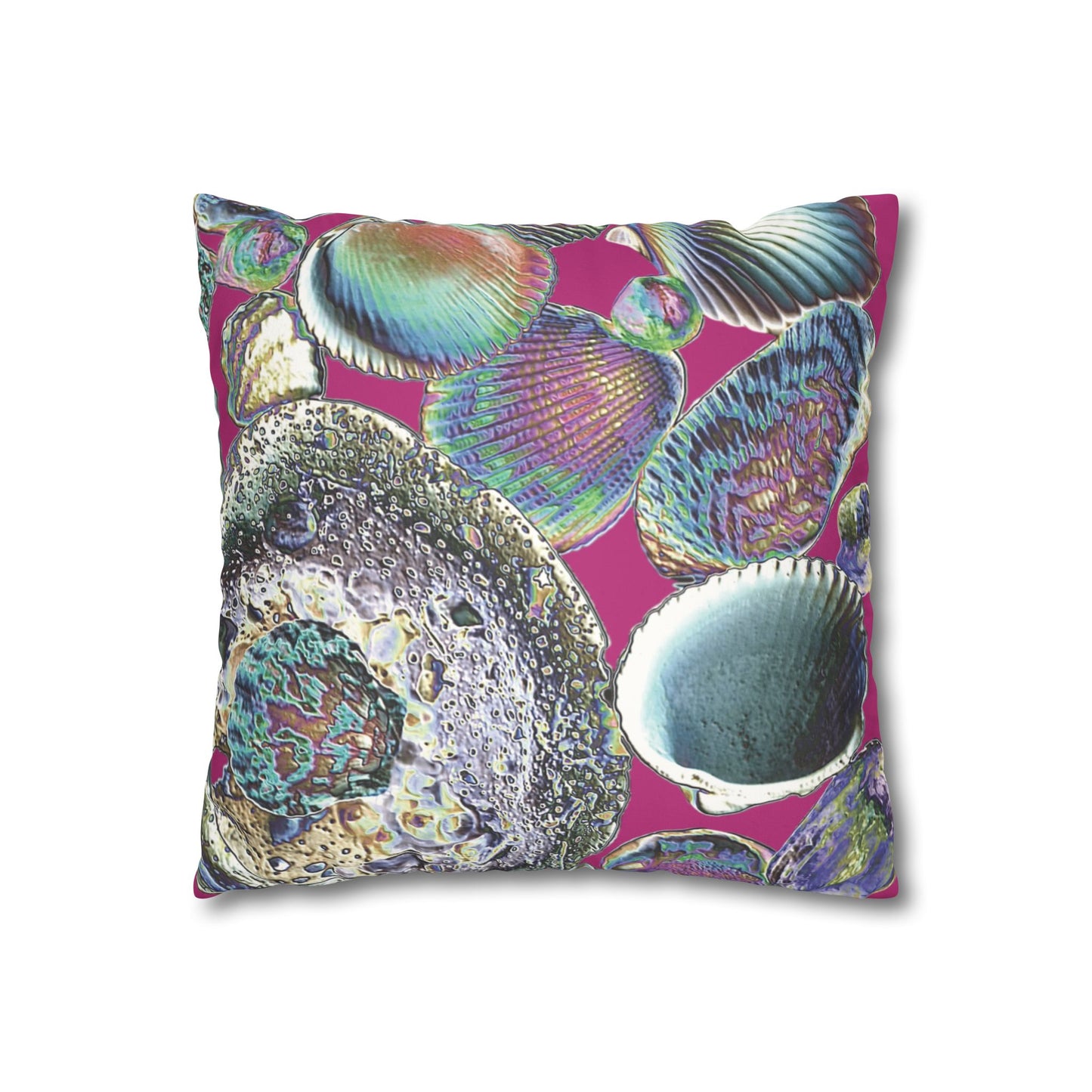 Faux Suede Square Pillowcase - Heatwave Seashell Collection, Pink