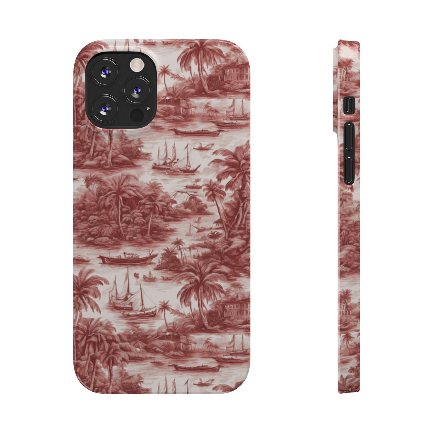 Slim Phone Cases - Tropical Toile #1, russet