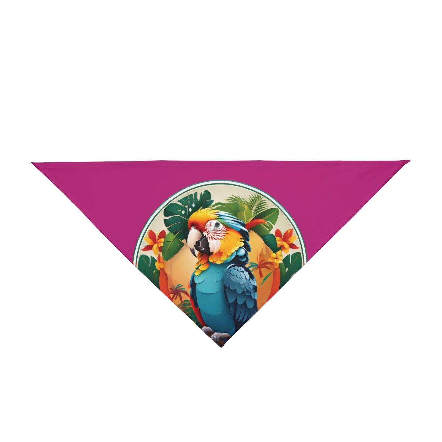 Pink Parrot Friend Tropical Pet Bandana, 2 Sizes - Stylish accessory for dogs & cats