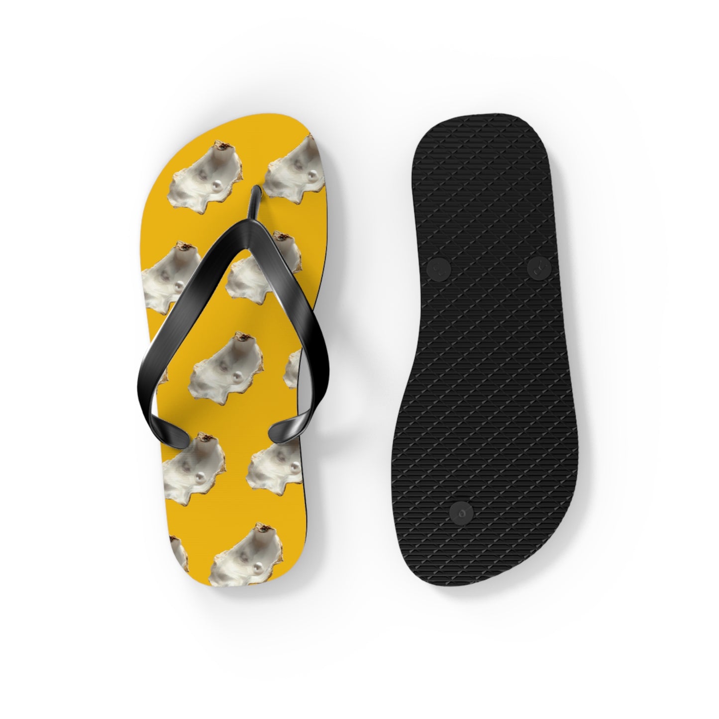 Flip Flops - White Pearl Oyster, yellow