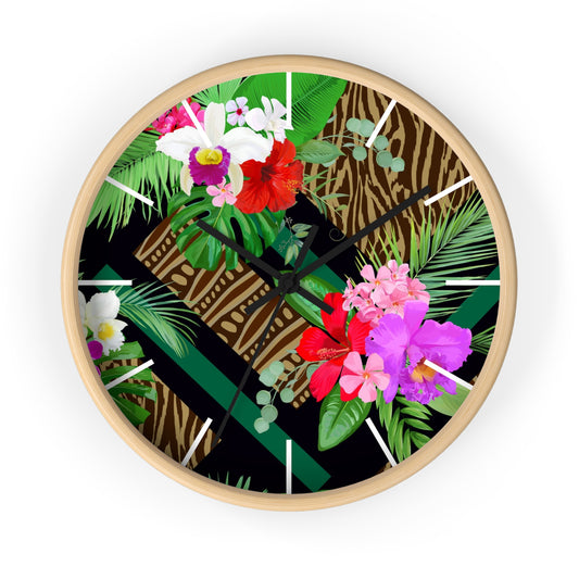 Wall Clock - Tiki Orchids