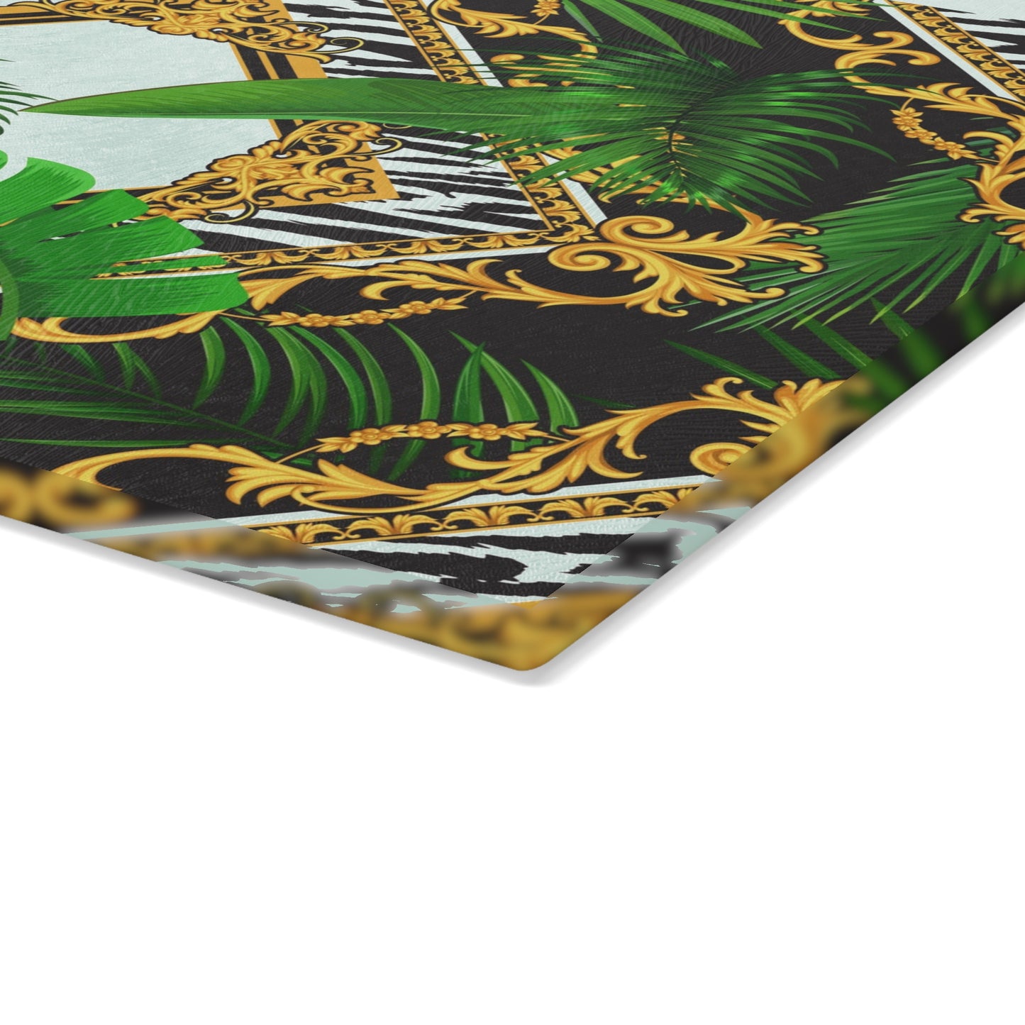 Glass Cutting Board, 2 sizes - Jungle Luxe, White