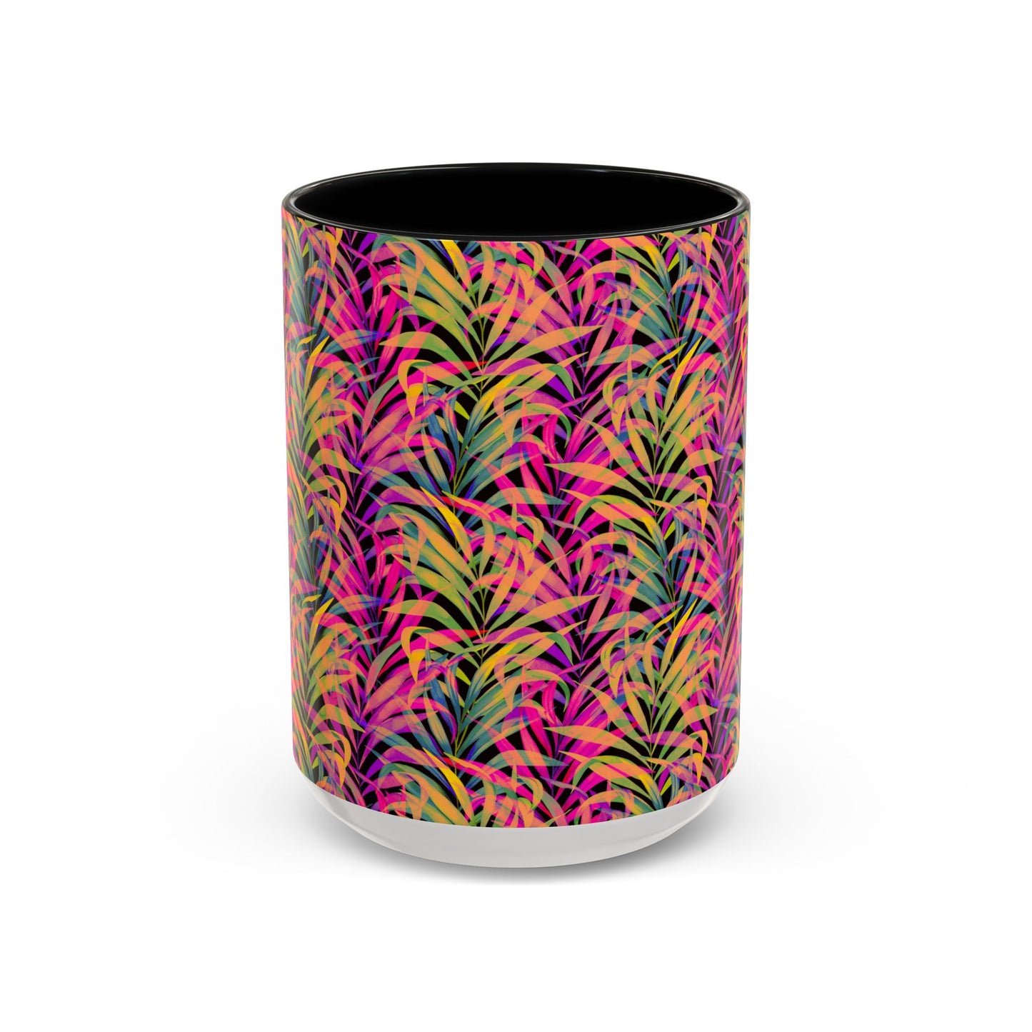 Accent Coffee Mug (11, 15oz), Rainbow Fronds / Various Colors