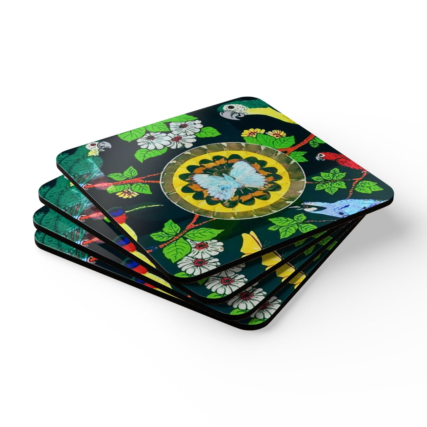 Coaster Set - Parrots & Butterfly/Real Wings